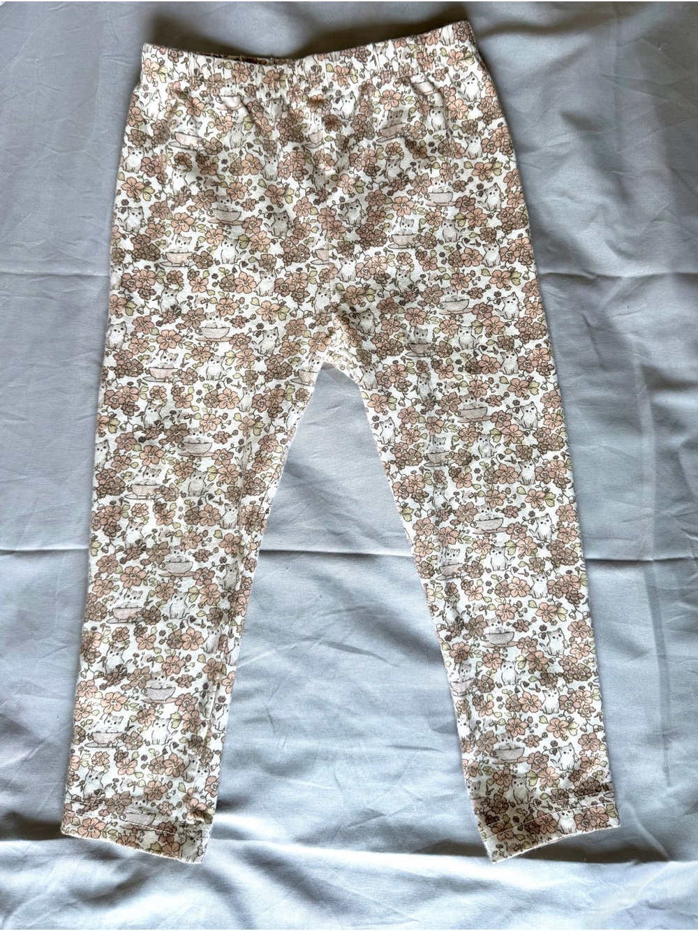 Jamie Kay Floral Cotton Leggings - White & Brown Floral